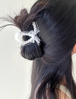 Petit ribbon hair clip, lace updo hair clip