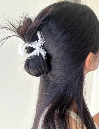 Petit ribbon hair clip, lace updo hair clip
