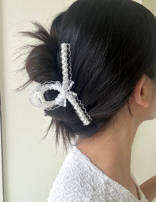 Petit ribbon hair clip, lace updo hair clip