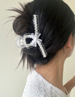 Petit ribbon hair clip, lace updo hair clip
