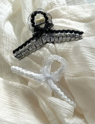Petit ribbon hair clip, lace updo hair clip