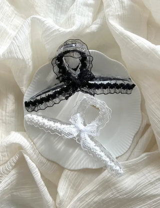 Petit ribbon hair clip, lace updo hair clip