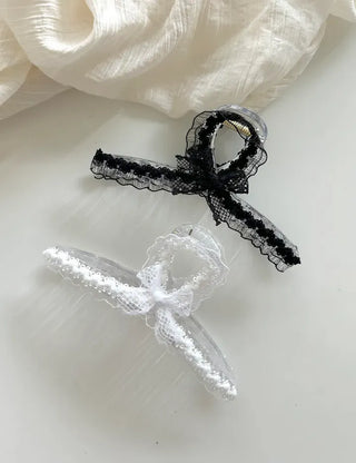 Petit ribbon hair clip, lace updo hair clip