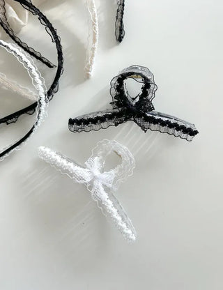 Petit ribbon hair clip, lace updo hair clip