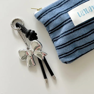 Leather strap ribbon keyring bag charm car keyring key holder