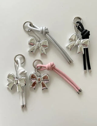 Leather strap ribbon keyring bag charm car keyring key holder