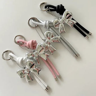 Leather strap ribbon keyring bag charm car keyring key holder