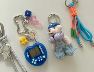 Leather strap ribbon keyring bag charm car keyring key holder