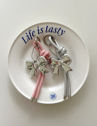 Leather strap ribbon keyring bag charm car keyring key holder