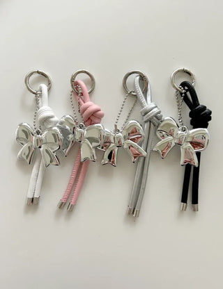 Leather strap ribbon keyring bag charm car keyring key holder