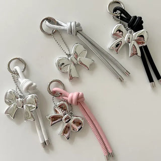Leather strap ribbon keyring bag charm car keyring key holder