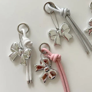 Leather strap ribbon keyring bag charm car keyring key holder