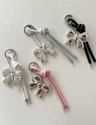 Leather strap ribbon keyring bag charm car keyring key holder