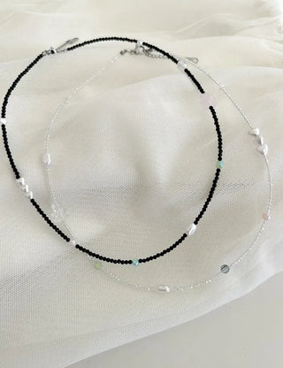 Teddy Bear Bead Necklace Surgical Steel Pearl Heart Kitsch