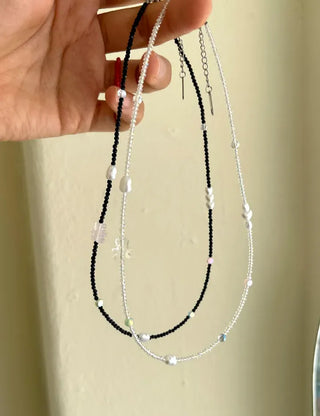Teddy Bear Bead Necklace Surgical Steel Pearl Heart Kitsch
