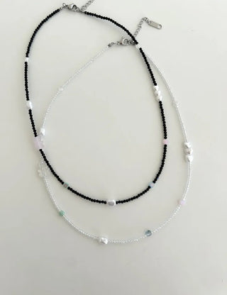 Teddy Bear Bead Necklace Surgical Steel Pearl Heart Kitsch