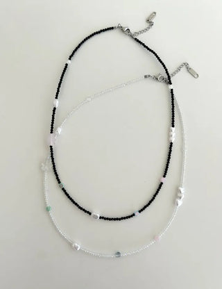 Teddy Bear Bead Necklace Surgical Steel Pearl Heart Kitsch