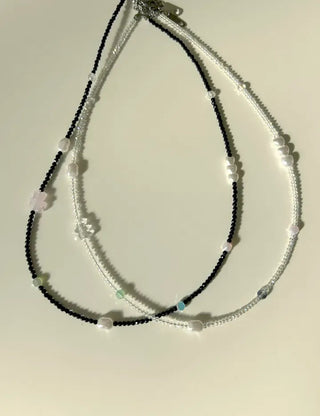 Teddy Bear Bead Necklace Surgical Steel Pearl Heart Kitsch