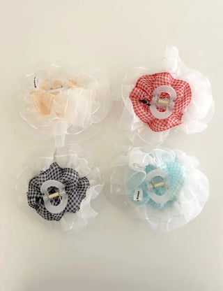 Checked lace hair clip, updo scrunchie