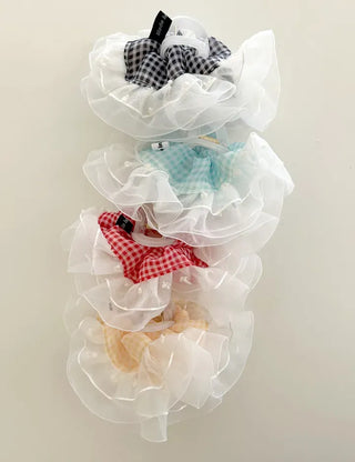 Checked lace hair clip, updo scrunchie