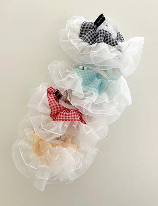 Checked lace hair clip, updo scrunchie