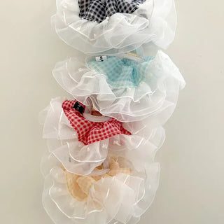 Checked lace hair clip, updo scrunchie