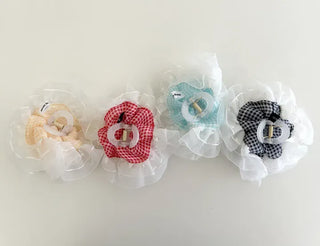 Checked lace hair clip, updo scrunchie