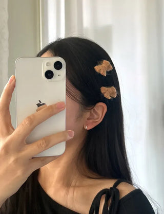 1+1 Set Petit Yarn Ribbon Mini Side Hair Clip
