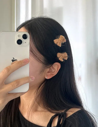 1+1 Set Petit Yarn Ribbon Mini Side Hair Clip