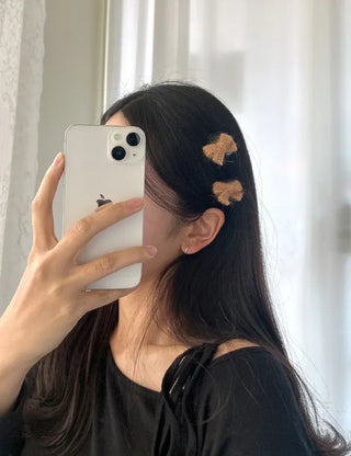 1+1 Set Petit Yarn Ribbon Mini Side Hair Clip