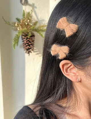 1+1 Set Petit Yarn Ribbon Mini Side Hair Clip