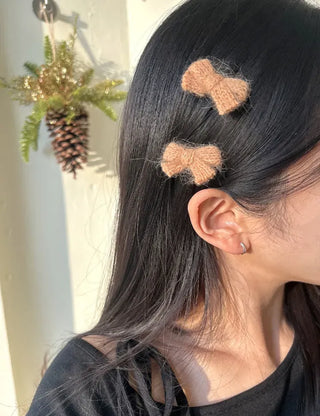 1+1 Set Petit Yarn Ribbon Mini Side Hair Clip