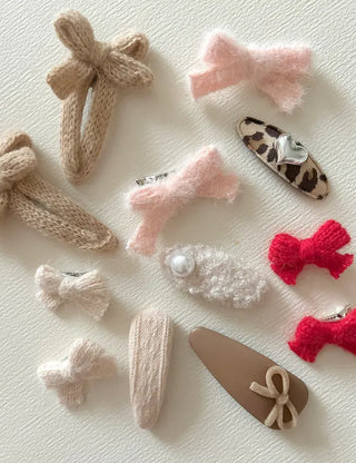 1+1 Set Petit Yarn Ribbon Mini Side Hair Clip