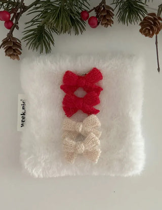 1+1 Set Petit Yarn Ribbon Mini Side Hair Clip
