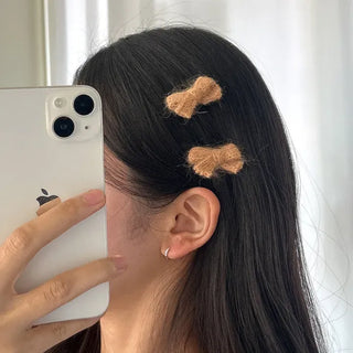 1+1 Set Petit Yarn Ribbon Mini Side Hair Clip