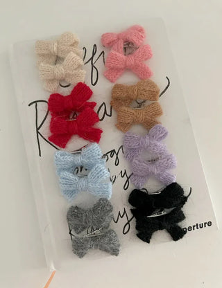 1+1 Set Petit Yarn Ribbon Mini Side Hair Clip