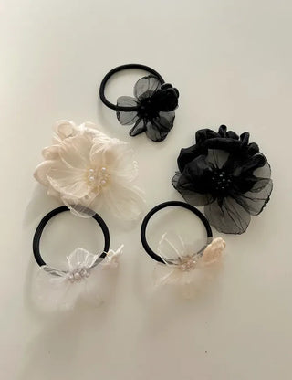See-through flower hair tie scrunchie elastic hair tie