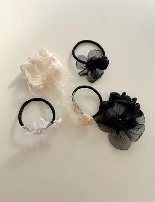See-through flower hair tie scrunchie elastic hair tie