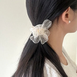 See-through flower hair tie scrunchie elastic hair tie