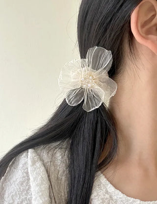 See-through flower hair tie scrunchie elastic hair tie