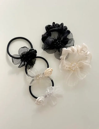 See-through flower hair tie scrunchie elastic hair tie