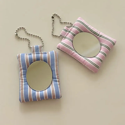 Square fabric mirror keyring bag portable mini mirror