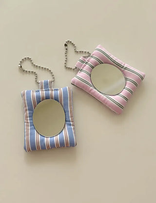 Square fabric mirror keyring bag portable mini mirror