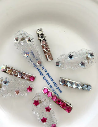 Set of 2 Star Mini Hairpin Summer Transparent Mini Claw Clip