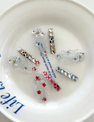 Set of 2 Star Mini Hairpin Summer Transparent Mini Claw Clip