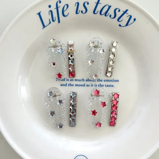 Set of 2 Star Mini Hairpin Summer Transparent Mini Claw Clip
