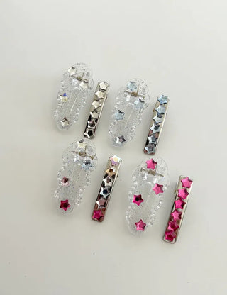 Set of 2 Star Mini Hairpin Summer Transparent Mini Claw Clip