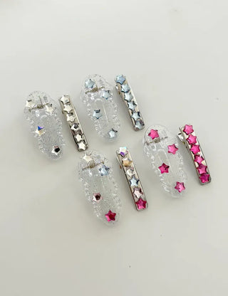 Set of 2 Star Mini Hairpin Summer Transparent Mini Claw Clip