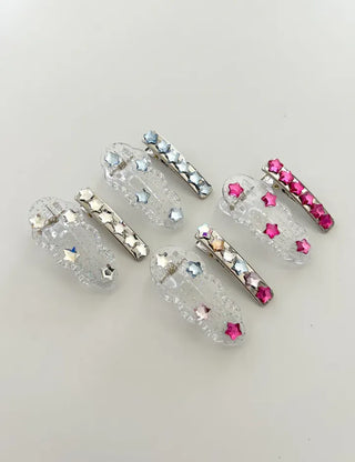 Set of 2 Star Mini Hairpin Summer Transparent Mini Claw Clip