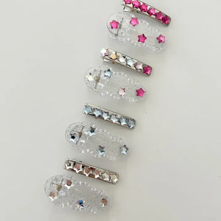 Set of 2 Star Mini Hairpin Summer Transparent Mini Claw Clip